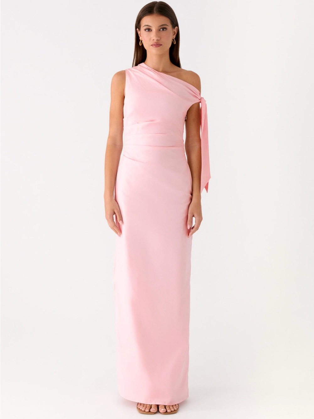 One-Shoulder Pink Evening Gown